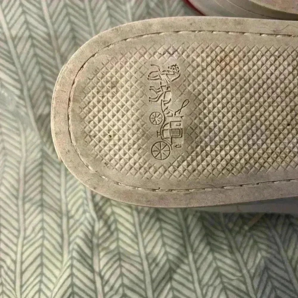 Coach‎ Porter White & Red Leather Sneakers, Size 10